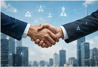 Successful career hiring handshake