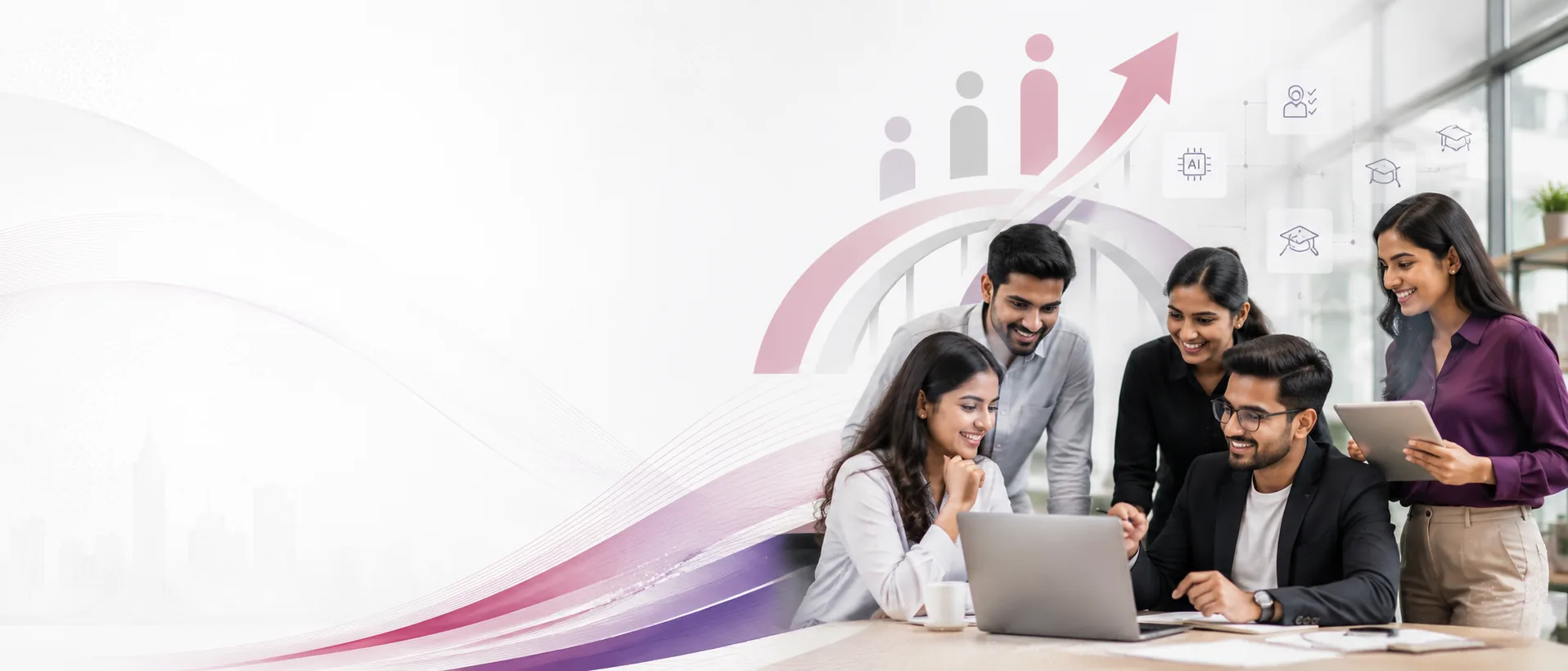 Students collaborating with AI-powered Career Bridge support